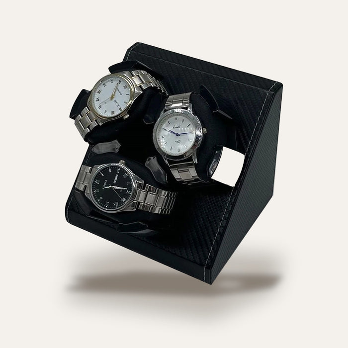 Remontoir 3 montres, finition carbone, USB : avec 3 montres