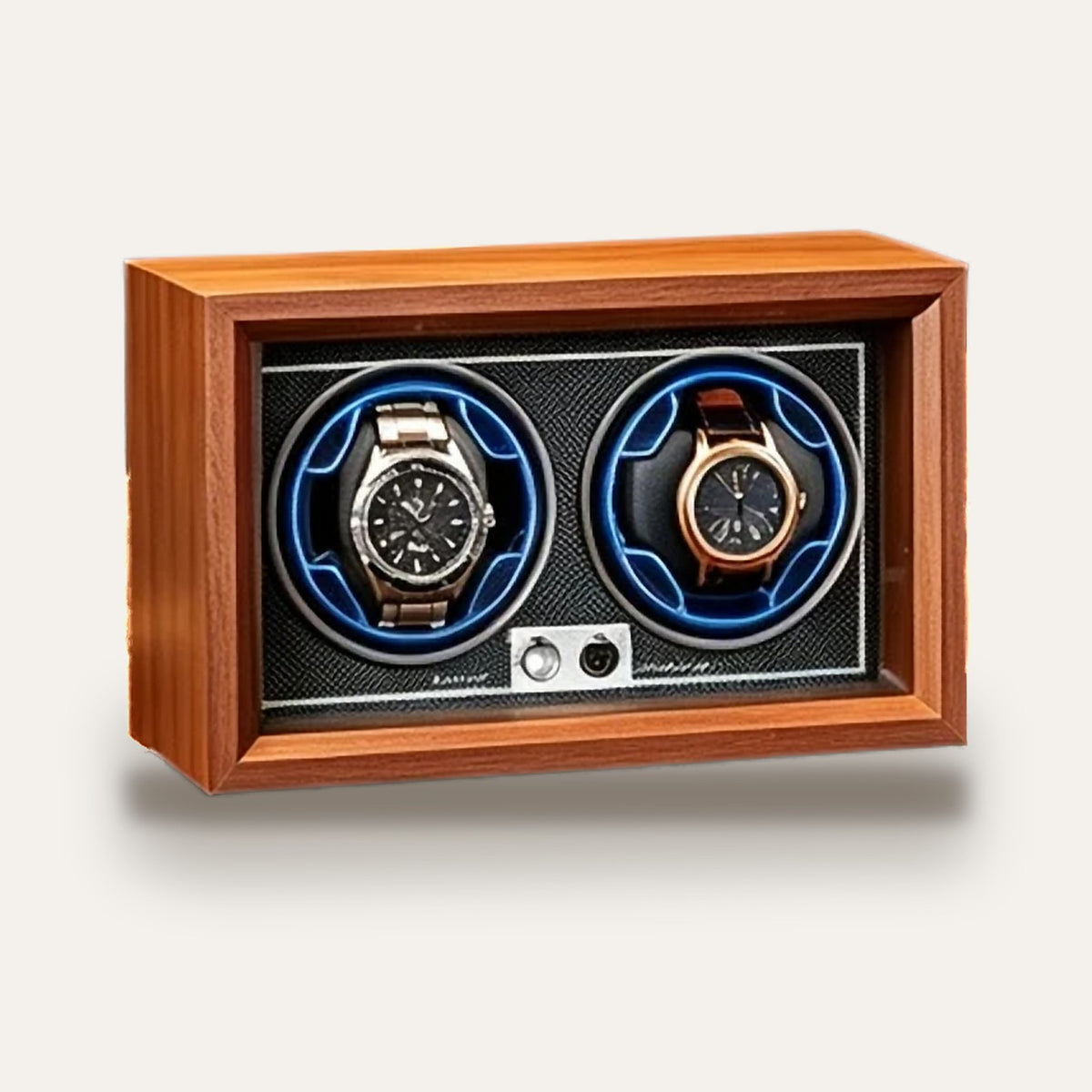 Remontoir en bois éclairé, 2 ou 4 montres : 2 montres, vue de face