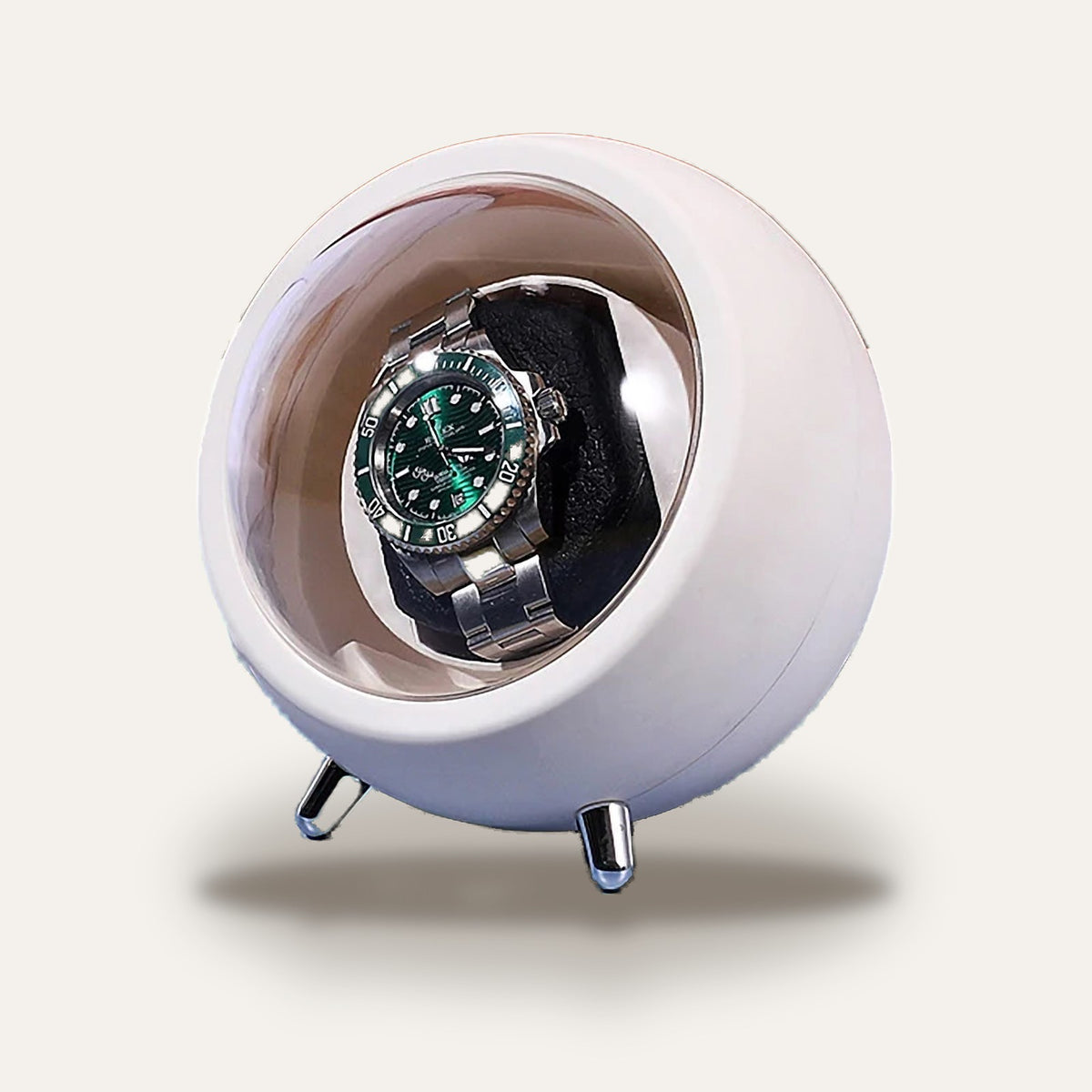 Remontoir sphère pour 1 montre, silencieux : blanc cassé