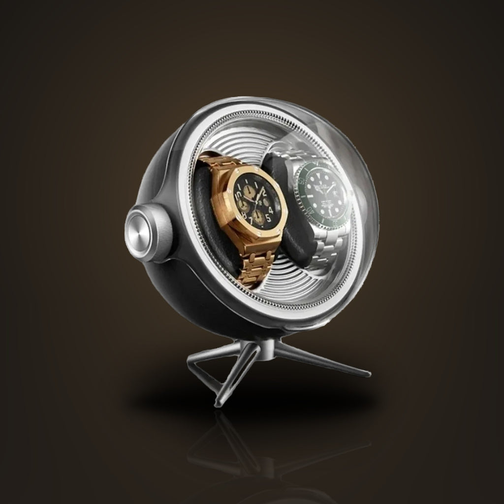 Remontoir design orbital, 1 ou 2 montres : ambiance
