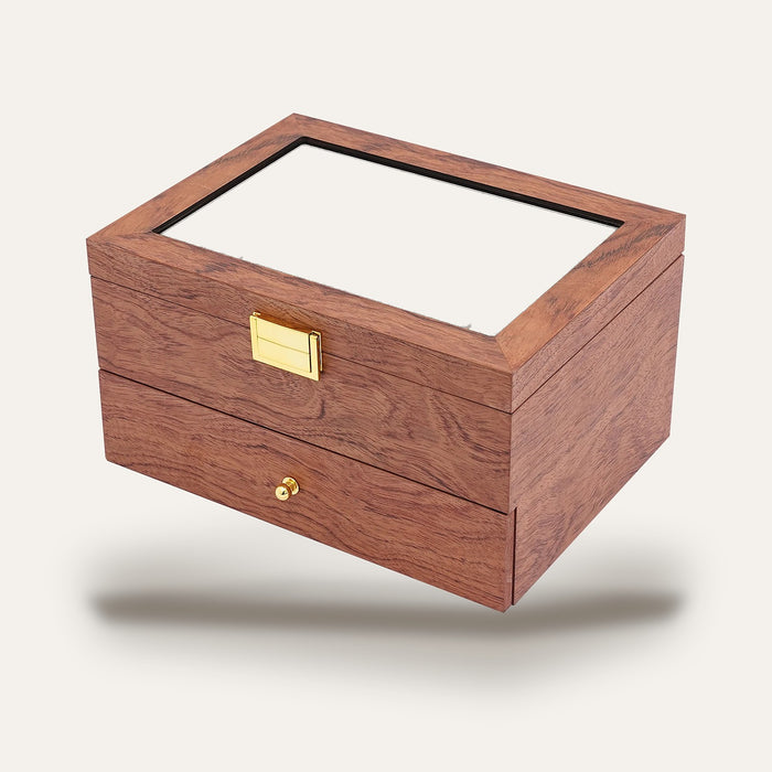 Boîte à montres 20 emplacements en bois de padouk : fermée
