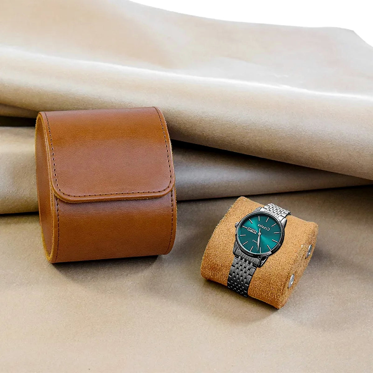 Étui de voyage pour 1, 2 ou 3 montres : marron, 1 montre