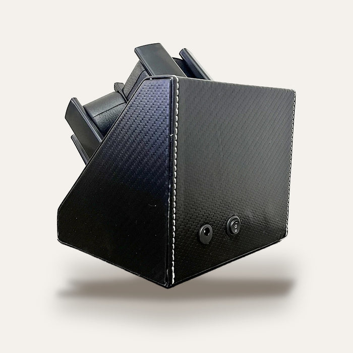 Remontoir 3 montres, finition carbone, USB : vue arrière, prise USB