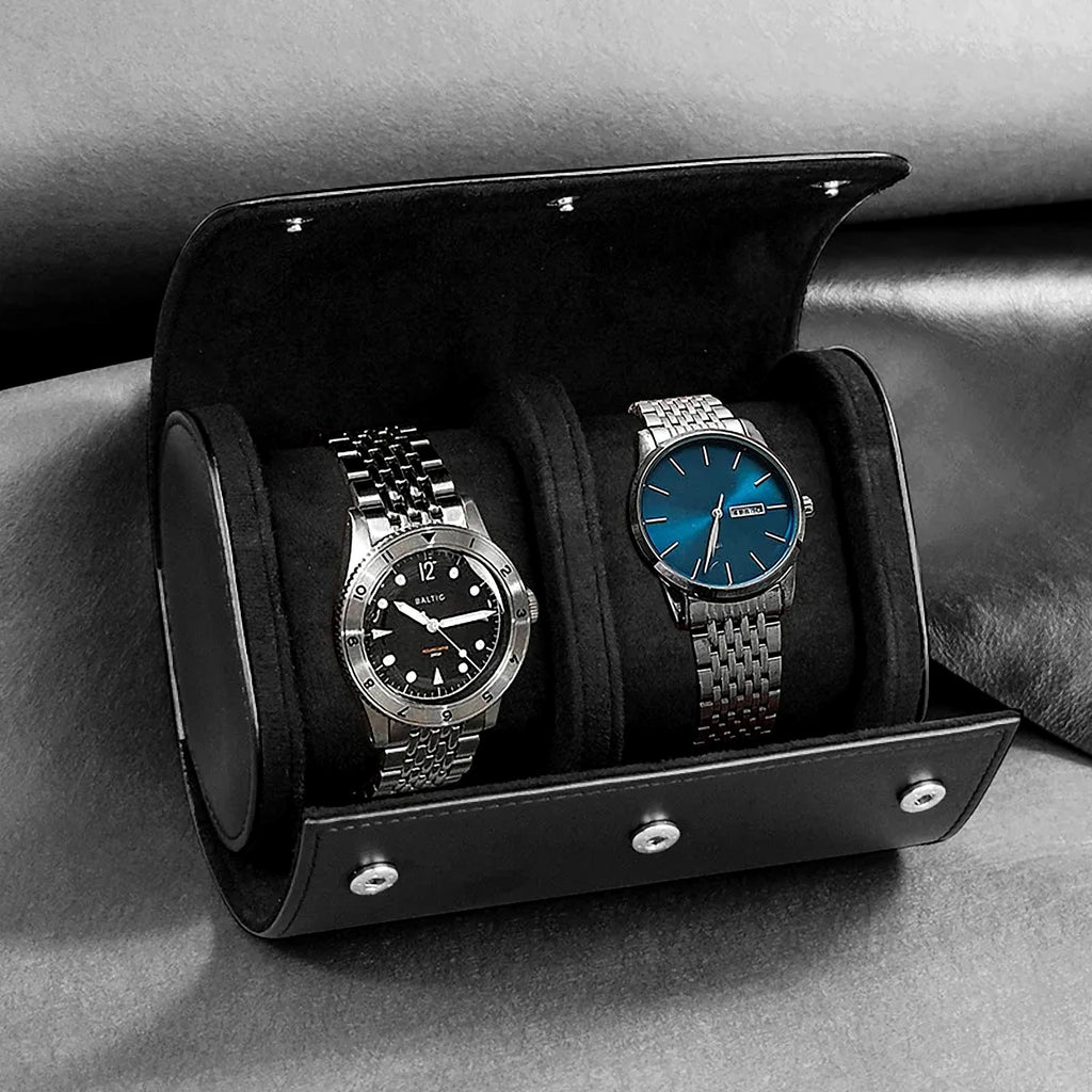 Étui de voyage pour 1, 2 ou 3 montres : 2 montres, noir