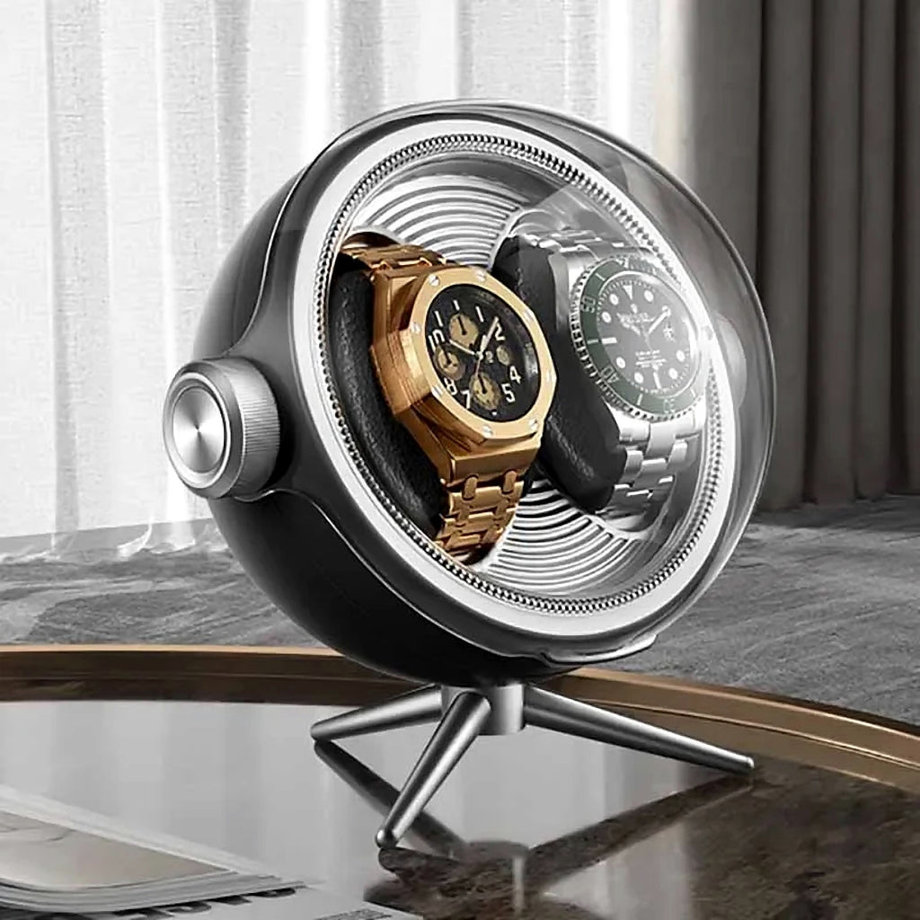 Remontoir design orbital, 1 ou 2 montres : 2 montres, noir